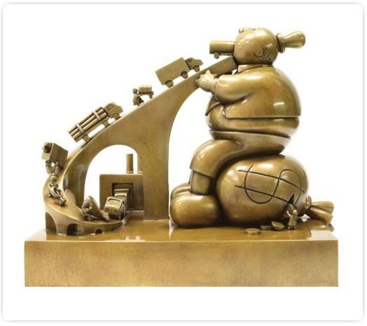 The Consumer by Tom Otterness - bronze sculpture