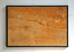 Gold Earth (Ram Pressed Earth Painting), 2010 Stancill gold stoneware, steel