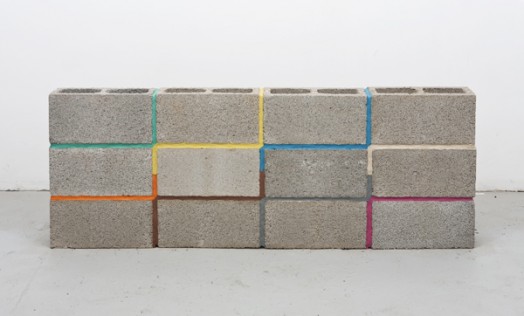 concrete blocks, plasticine, acrylic medium, 26" x 67" x 6"