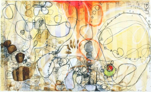 Hose Me Sideways (bilingual) - oil, oil pastel, graphite on rag paper - 6 x10 inches