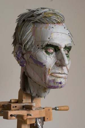 Abe Lincoln - Archival cardboard, glue, screws and pigment 21 x 16 x 19 inches